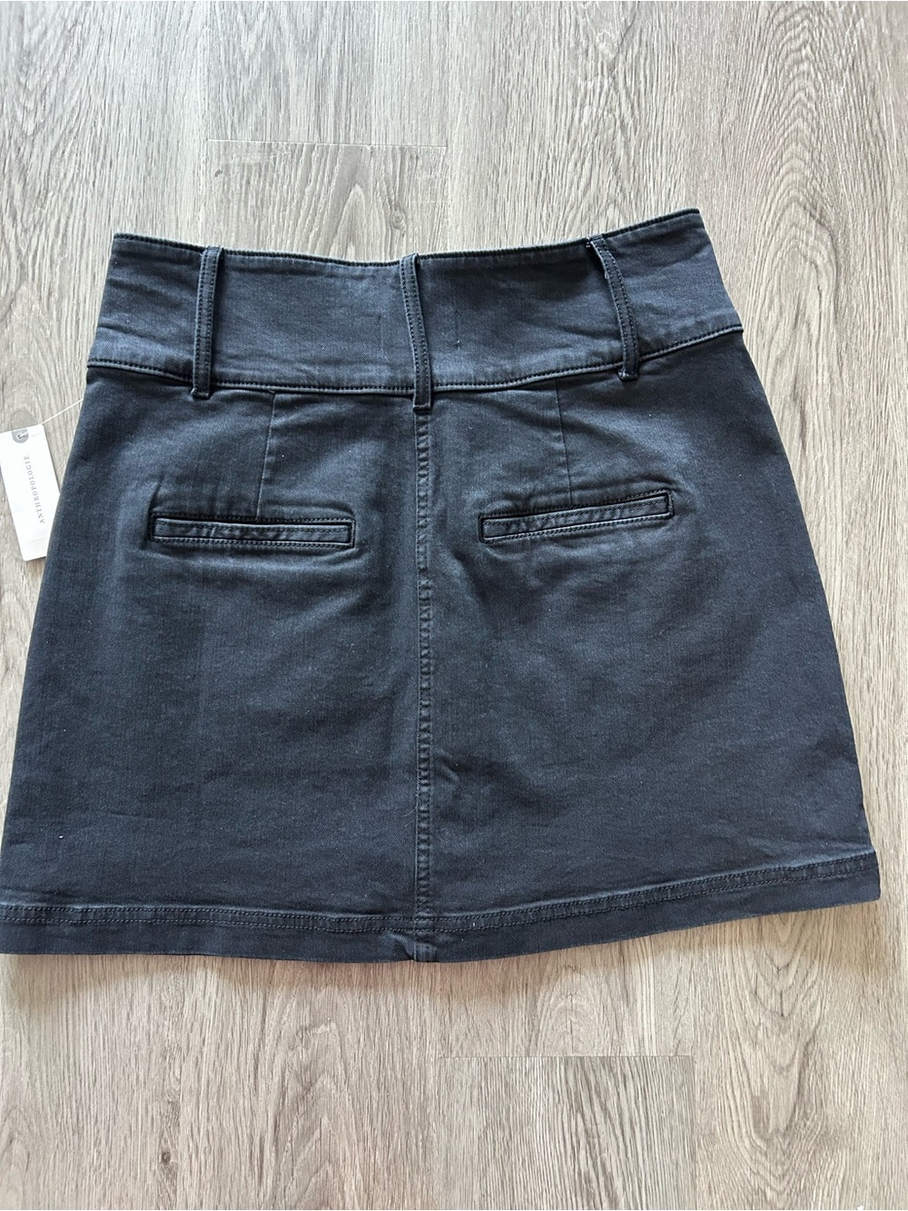 Dark Denim Skirt from Anthropology with Button-Front and Pockets - Picture 4 of 10